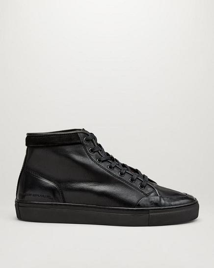 Basket Belstaff Homme Rally High Top Noir Cuir Soldes QA9054723